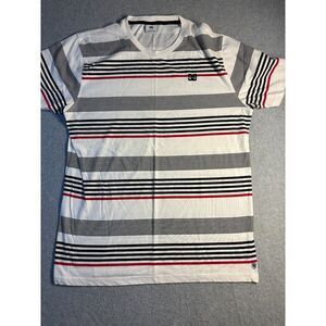 DC Tee Shirts Mens Large Multicolor Striped Short Sleeve Crew Neck Pullover Logo